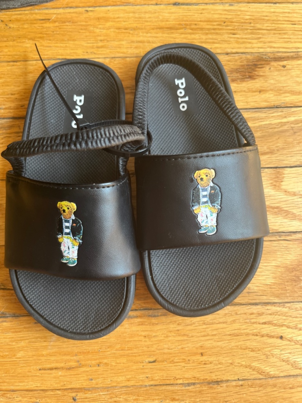 Polo by Ralph Lauren Black Kids Bear Slide Sandals